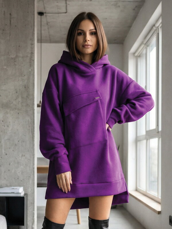 Oversize verlängertes Sweatshirt VSB WELLA Pflaume