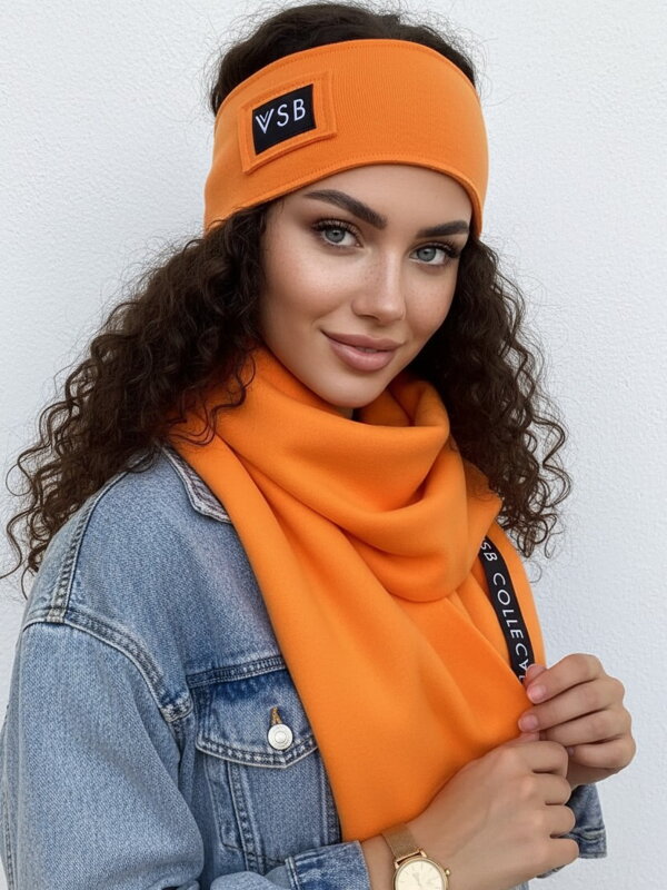 Luxuriöses VSB Sweat-Set Schal + Stirnband Orange