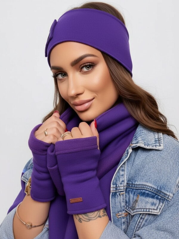 Sweatshirt VSB Set Schal + Stirnband + Handschuhe lila