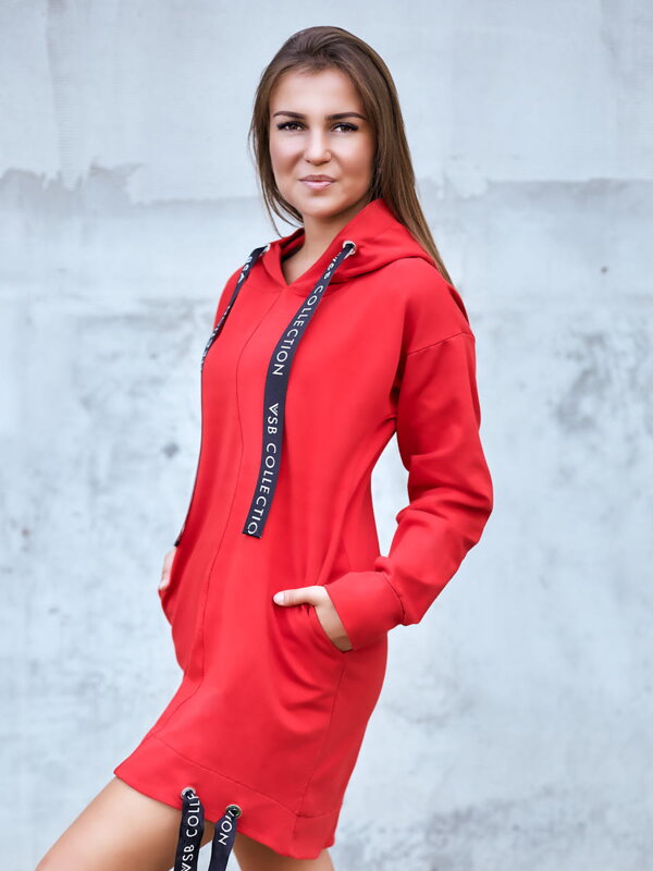 Sweatshirt Kleid / längeres Sweatshirt VSB-Sophii rot