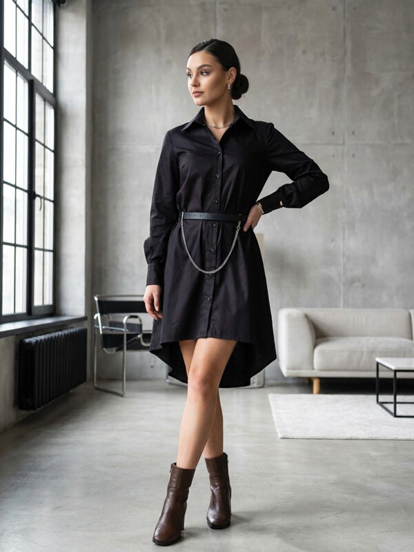 Stilvolles Blusenkleid VSB GRÉTTA schwarz