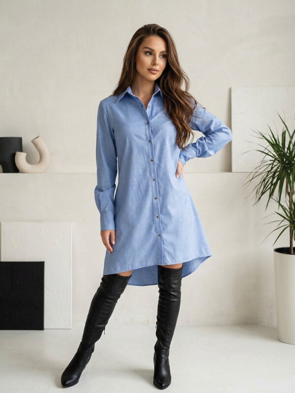 Elegante Blusenkleid VSB GRÉTTA blau