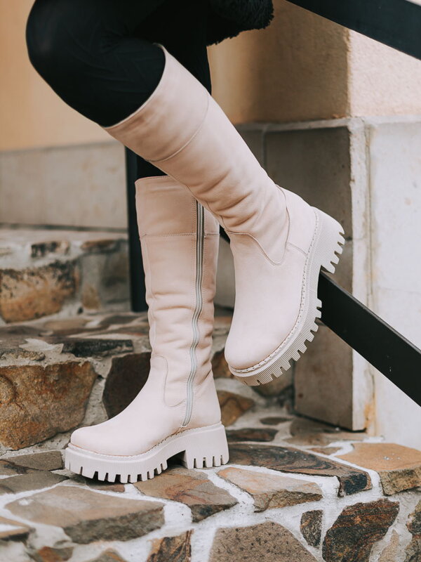 Damen Echtlederstiefel GRASSO creme