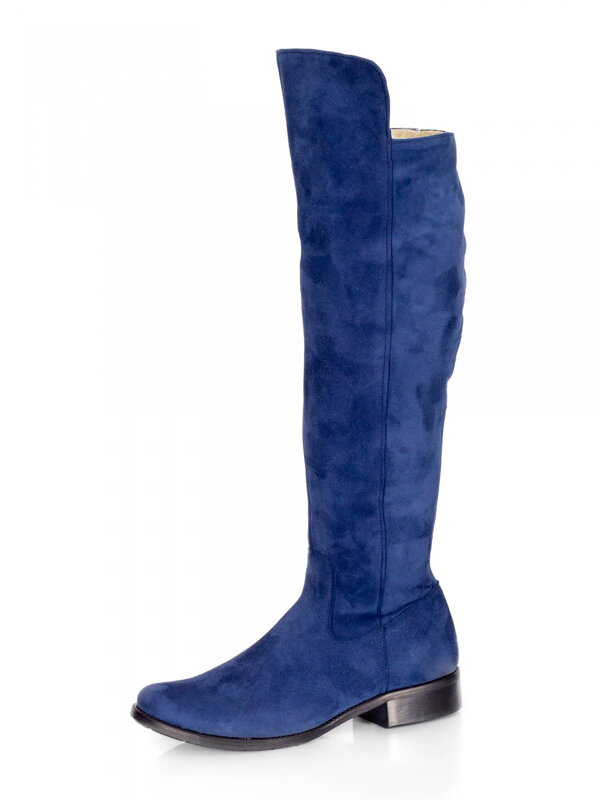 Damen Lederstiefel über den Knien Ema 040 blau