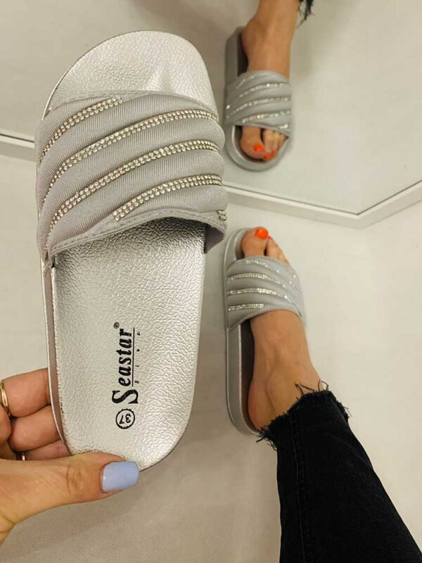Damen-Flip-Flops für den Sommer Silber CK176 Damen-Flip-Flops für den Sommer Silber CK176