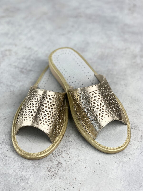 Offene Damen Hausschuhe Modell 71 gold Offene Damen Hausschuhe Modell 71 gold