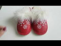 Warme Damen Pantoffeln Modell 62 Schneeflocken rot